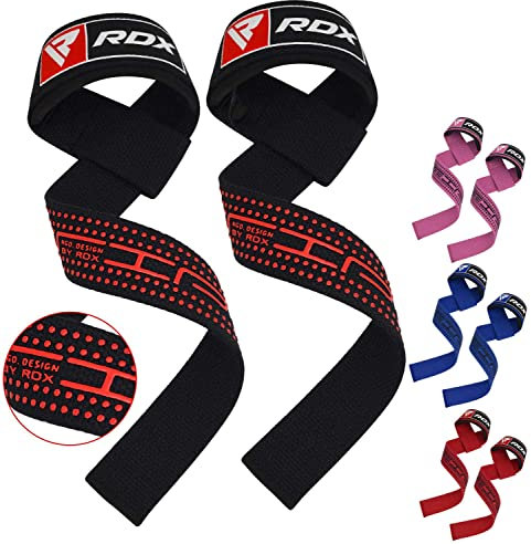 RDX Straps Palestra, Cinghie Sollevamento Pesi Fascette per Stacchi, 5MM Neoprene Imbottita Supporto Polsa, Gym Fitness Lifting Bodybuilding Powerlifting Allenamento Accessori Fasce Polsi, Uomo Donna