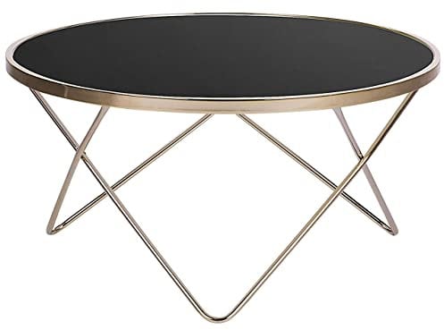 Designer Couchtisch rund schwarz/Gold Meridian