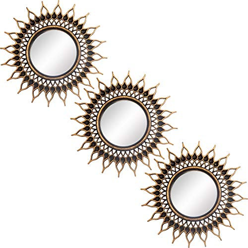 Kelly Miller Kleine goldene Spiegel-Sets für Wanddekoration, 3 Stück, tolle Wanddekoration für Wohnzimmer, Schlafzimmer und Esszimmer (BMS009)
