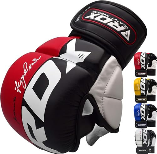RDX MMA Sparring Gloves Martial Arts, Muay Thai, Kickboxing, Ventilated Open Palm for Grappling, Karate Mitts for Adults