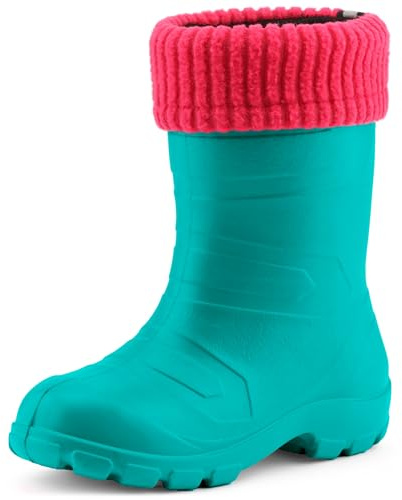 Ladeheid Kinder Mädchen Jungen federleichte Eva Thermo Gummistiefel gefüttert LA845KIDS (Türkis/Rosa, 35 EU)
