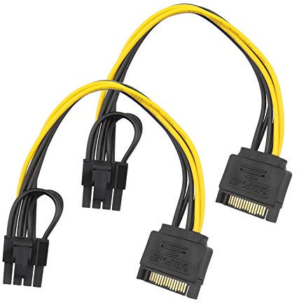 Be In Your Mind 2 Cables SATA de 15 Pines Macho a 8 Pines PCI-Express Hembra de Adaptador de alimentación Intercambiables de 6 Pines para Unidad de Disco Duro