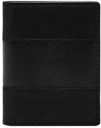 Fossil Geldbörse für Männer Everett, Leder/PVCBesatz Bifold schwarz L 7,6 cm, B 1,3 cm, H 9,5 cm ML4399001