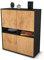 Stil.Zeit Highboard Innocenza, Korpus anthrazit matt, Front Holz-Design Eiche (92x108x35cm), Push-to-Open Technik & Leichtlaufschienen