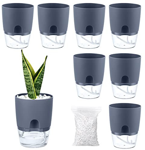 Macetas de autorriego para Plantas de Interior, macetas para Exteriores, Paquete de 8 macetas pequeñas de 3.2 Pulgadas, macetas con Piedras Decorativas, macetas, macetas para Interiores, Mini macetas