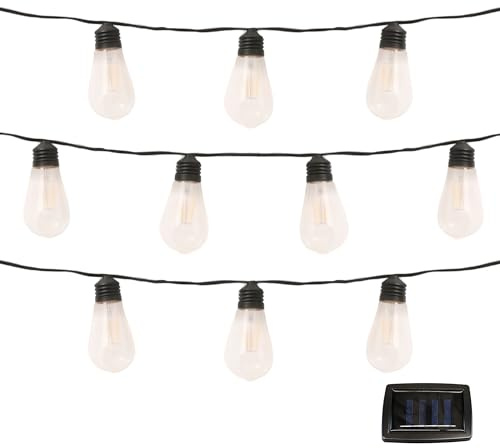 Gardenwize – 2 Metre 10 Piece Solar Powered Bright Bulb Garden String Lights, Pathway Lights – Decorative Garden Decorations No Running Costs (Filament Bulb)