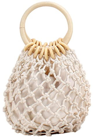 FAIRYSAN Moderne Handtasche Sommer Stroh Tasche Küche Market Kunststoffkorb, weiß 2, Einheitsgröße