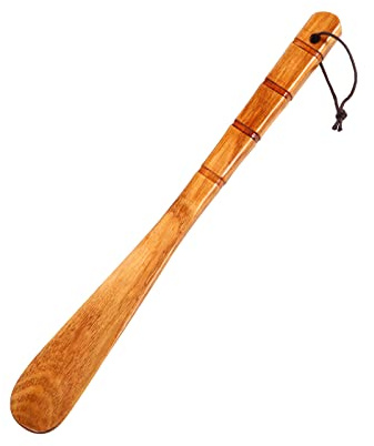 WLMALL Chausse-pied en bois de qualité supérieure,1 pied à chaussures durable de 33 cm,Pied à chaussures paresseux pour personnes âgées,Enfants,Grossesse,Hommes,Femmes, marron, Medium