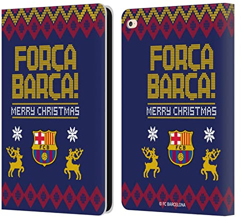 Head Case Designs Licenciado Oficialmente FC Barcelona Patrón Jersey navideño Carcasa de Cuero Tipo Libro Compatible con Apple iPad Air 2 (2014)