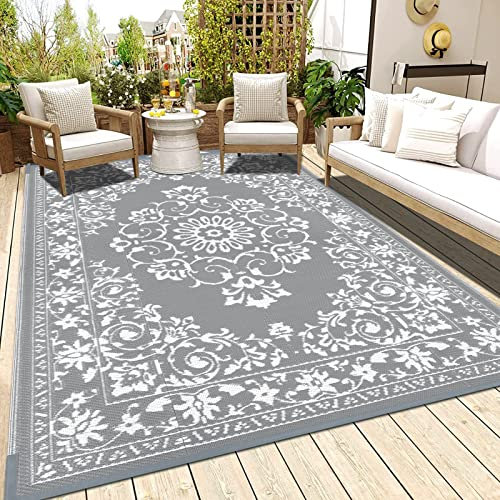 Enyhom Tapis d'extérieur Extra Large 180 x 270 cm, imperméable, Durable, réversible, pour Camping-Car, terrasse, Plage, Balcon, Porche, remorque, arrière-Cour