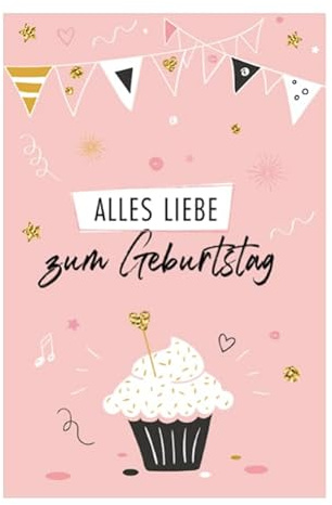 1 edle Geburtstagskarte mit 1 Umschlag 18x12cm Klappkarte zum Geburtstag Karte happy birthday - Karte Glückwunschkarte bunt Muffin
