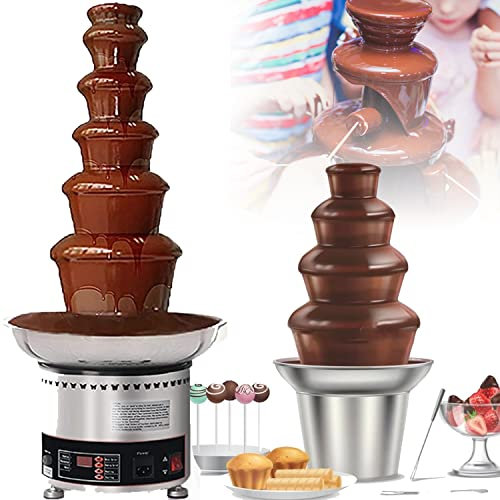 GBHJJ Catering Fuente de Chocolate eléctrica, Fuente de Chocolate de 4/5/6/7 Pisos - 300W, Torre de Acero Inoxidable de Altura, Capacidad 3Kg, Apta para Lavavajillas,6Tier