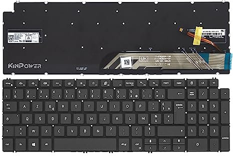KINPOWER Clavier Azerty Français Compatible avec Dell Inspiron 15 5590 5593 5594 5598 Rétroéclairage
