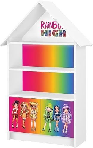 iGLOBAL Kinder Bücherregal Standregal Hausform Regal Kinderregal Aufbewahrungsregal für Kinder Kinderzimmerregal Spielzeug-Organizer Spielzeugregal,125 x 72 x 30 cm (Regenbogen)