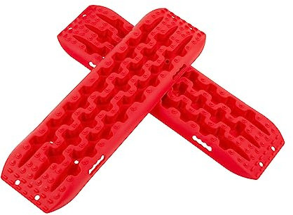 COSTWAY Tablas de Tracción Todoterreno, Alfombrillas de Tracción de 2 Piezas para Nieve, Extracción y Recuperación de Vehículos, para Llantas y Alfombrilla de Tracción (Rojo, 107 x 31 x 7 cm)