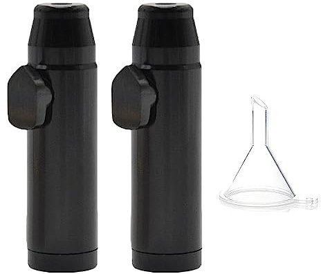 gotyou 2 pezzi Dosatore per tabacco da fiuto,Dosatore sniff Snuff Bottle,Bottiglia da fiuto,Alluminio sniff Snuff Bottle,dosatore con imbuto (Nero)