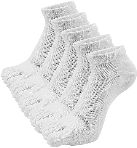 PUTUO Zehensocken für Herren Sneaker Socken: Laufsocken mit 5 Zehen aus Baumwolle Männer Kurz Sportsocken Atmungsaktiv Sneakersocken Anti-blasen Wandersocken für Herren 5 Paar