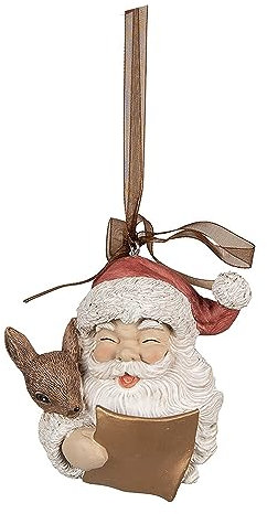 Clayre & Eef Weihnachtsanhänger Weihnachtsmann 9 cm Rot Polyresin Weihnachtsbaumschmuck