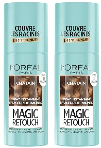 L'ORÉAL PARIS - 2 Stück Magic Retouch Kastanienbraun – Spray zur Ausbesserung von Wurzeln – weißes Haar getarnt – dünner werdender Bereich – Frauen & Männer – Magic Retouch – 2 x 75 ml
