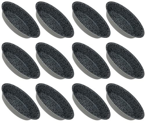 NAMAI 24 Stampi per Pasticiotti Leccesi, Formine per Pasticciotti Leccesi, Materiale in Alluminio, Rivestimento Antiaderente, Effetto Pietra Made in Italy 10,5 cm x 7cm, Adatti in Friggitrice ad Aria