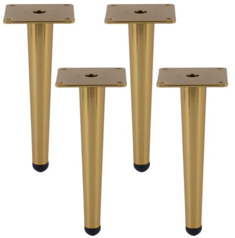 Pieds de Meubles Or Pied de Table Cône, Fer | Polissage de Galvanoplastie | 10-72cm Doré Socles Pieds Meuble Cuisine tv commode, Lot de 4 Pieds pour Meuble de Salle de Bain Vis Inclus-45cm/17.7