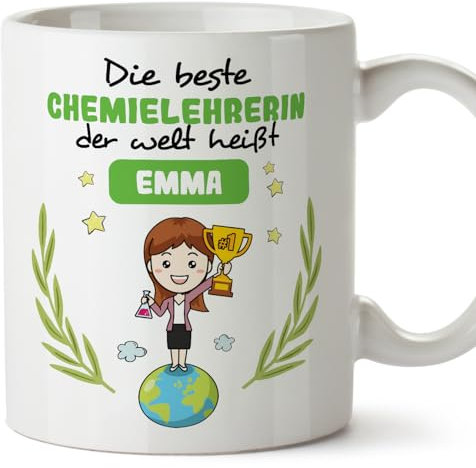 MUGFFINS Tazas Personalizadas para PROFESORA DE QUÍMICA mujer - En Alemán - der Beste der Welt - 11 oz / 330 ml - Regalo Personalizable original y divertido