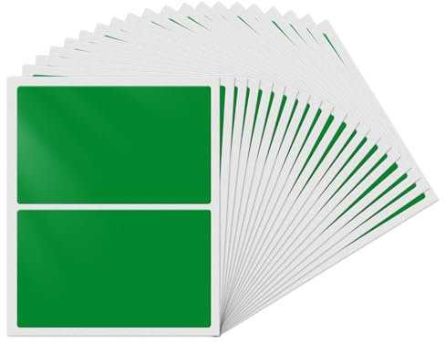 YIKIADA Grün Rechteckig Etiketten 75 × 50 mm Selbstklebend Groß Lager Klebeetiketten Wasserdicht Aufkleber für Marmelade Beschriften Adressetiketten 40 Stück