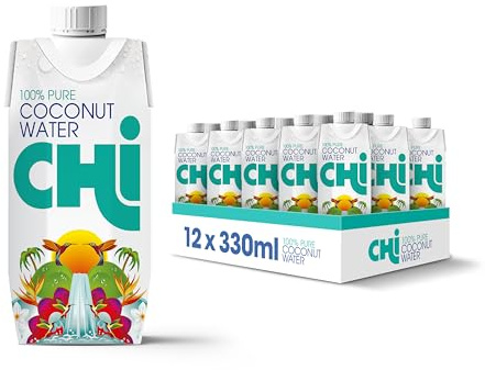 CHI 100% Pure Coconut Water I 330ml (Pack of 12) I Vegan, Fat, Gluten and Dairy free I Rehydrate and Revive!