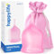 Happylife Coupe menstruelle – Capacité 15 ml – Longueur 62 mm – Coupe menstruelle – Poignée ergonomique – Matériau souple en silicone médical – Disque menstruel – Rose