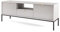 BETTSO - Nova RTV-154 - TV Schrank - Kommode - Mehrzweckschrank - Tv Ständer - mit Schublade 2 Türen - Niedrig, Geriffelt - Wohnzimmer - Modern, Glamour - Grau - mit schwarzen Griffen