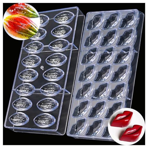 Transparent Schokoladenform,RoadLoo 2Stk 3D Schokoladenform Polycarbonat Schokolade Formen Pralinenform Backform Gebäck Werkzeug Backform Bakeware Pfanne für Chocoate Kuchen Süßigkeiten 21 Gitters (5)