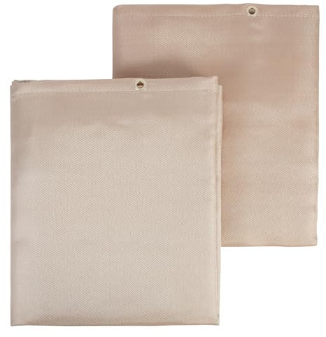 VEVOR Couverture de Soudage Ignifuge, Lot de 2 Couverture Anti-feu Fibre de Verre Traité Thermique 190x242 cm Résistante à la Chaleur 537 ℃ Tapis Protection Isolant Découpable avec Œillets Métalliques