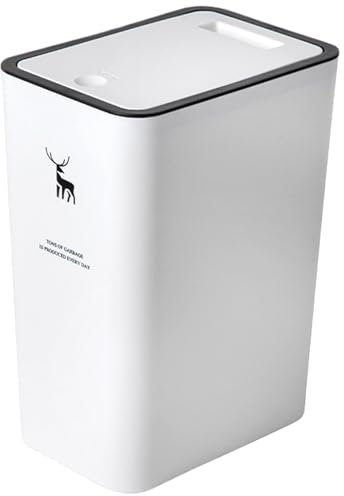 Poubelle, poubelle à poubelle avec couvercle de presse 10L mince poubelle scellée pp motif de cerf ordures poubelle de poussière lisse imperméable pour la chambre à coucher de chambre à coucher, poub