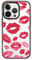 CASETiFY Compact iPhone 14 Pro Case [2X Military Grade Drop Tested / 4ft Drop Protection] - Lipstick Kisses - Clear Black