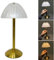 Retro Gold Cordless Table Lamp, Rechargeable Mushroom LED Table Lamp, 3 Color Dimmable and Adjustable Brightness, Battery Powered Touch Table Lamp for Nightstand, Living Room, Bedroom