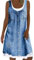Vestito Donna Cotone Girocollo Manica Corta Vestiti Casual Abito in Vintage Elegante Tinta Unita Vestito Boho Abiti al Ginocchio Larghe Abito da Spiaggia Vestito Donna Primaverile Vestito da Casa
