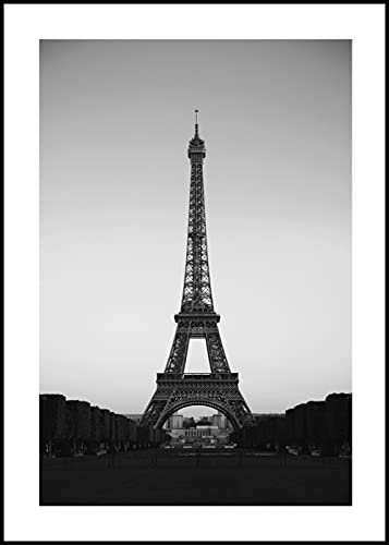 Wandbild Paris, 50 x 70 cm (AUFHÄNGFERTIG) mit hochwertigem Rahmen - Stadt der Liebe Eiffelturm schwarz weiß schwarzweiß schwarzweiss - Limitiertes Premium Bild von Malerifabrikken - Icon Collection