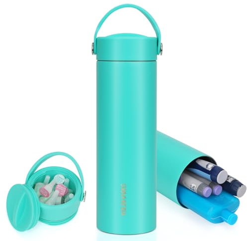 YOUSHARES 1-5 Plumas Nevera Medicamentos Portatil - 48H Nevera Insulina Viaje con Bolsa de Hielo Aprobada por la TSA, Estuche Plumas Insulina Isotermica para Viajes Largos y Diarios (Verde)