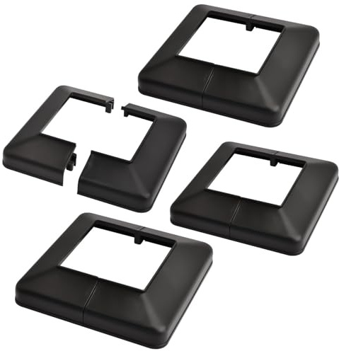 4 Pcs Post Skirt, Post Base Cover, 100x100 mm Plastic Post Base Cover, Plastic Split Style Post Base Cover, Plates Decorative Split Post Skirt Cover for Stair Handrail Fence