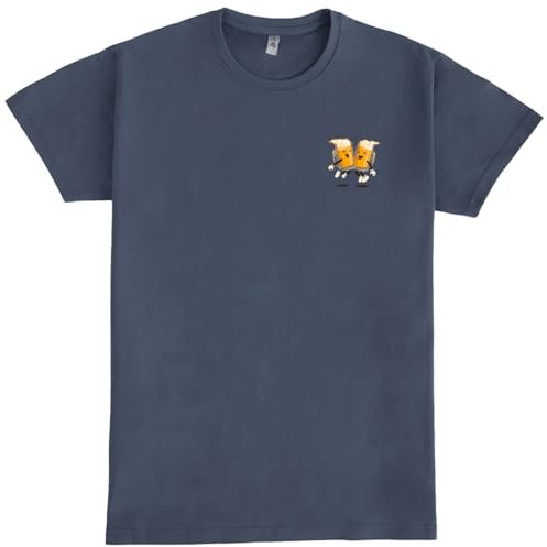 Pampling Camiseta de Manga Corta, 100% Algodón, Doble Impresión, Ropa Unisex para Hombre y Mujer, Serigrafiada con Cuello Redondo y Corte Recto, Color Azul (Dont Worry Beer Happy, L)