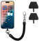 Chaîne de Téléphone Portable avec Câble Spiralé Flexible, Universelle Lanières Telephone Portable Antivol avec 2 Inserts Patchs, Porte-Clés Longe Compatible avec la Plupart des Smartphones, Noir
