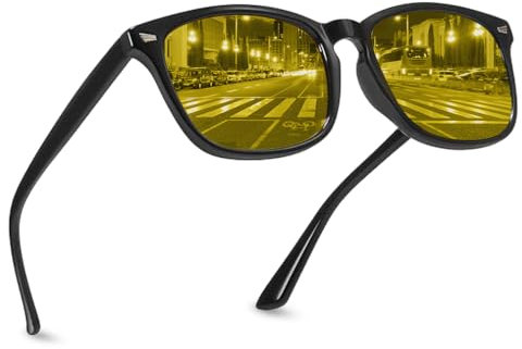 Cadoal Nachtsichtbrille zum Autofahren Nachtfahrbrille Herren und Damen Polarisierte Sonnenbrille UV400 Gelb Getönte Gläser Nachtbrille zum Autofahren Blendschutz
