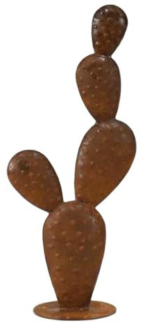 SIGNES GRIMALT Statue Cactus en métal sur Socle, Hauteur 59 cm et Effet rouillé ambré, 59 x 26 x 16 cm
