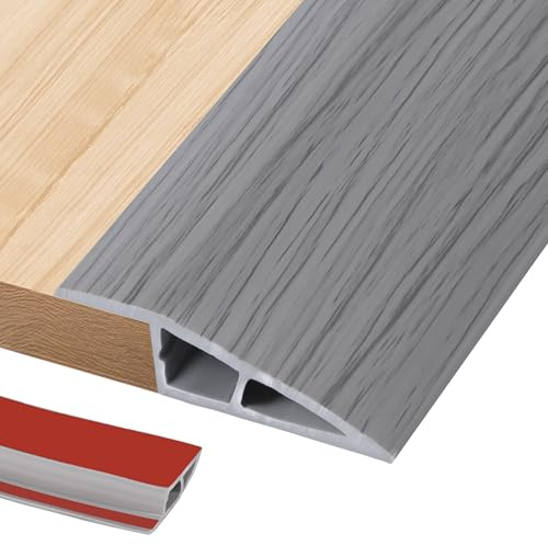 Zayejod 1M PVC Rubber Floor Threshold Transition Strip Self Adhesive 1cm | Door Floor Rubber Wheelchair Ramp, Laminate Butt Up Threshold-Moldings Trim for Doorways Floor Tile Edge Grey Wood Grain
