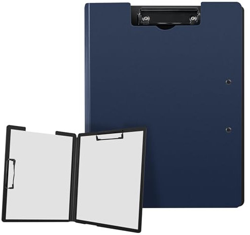 Vonsera Porte Document, Porte Bloc A4 avec Pince, Porte Documents A4 avec Couvercle pour Bureau, Chantier, école, Bleu