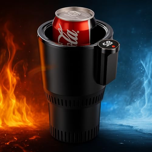 Portavasos inteligente 2 en 1 para coche caliente y frío, enfriador y calentador de bebidas con pantalla táctil, color negro