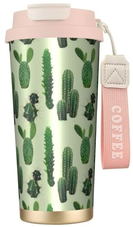 cactus. Print 18oz Vacuum Insulated Coffee Mug with Straw & Lid Travel Cup for Hot and Cold Drinks