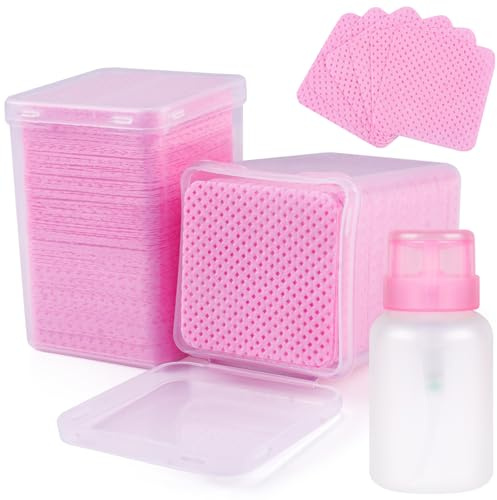 400pcs Lint Free Nail Wipes, 1 Pull-Off Pump-Style Bottle Suitable for Nail Care Wipes, Mascara Extension Glue Cleaning Wipes and Nail Care Product Sets
