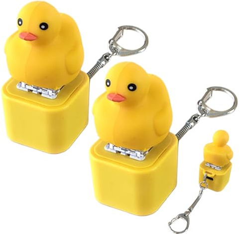Minhaxue 2 Stück ducks Quacking Fidget Toy, Duck Quacking Keychain Fidget Spielzeug, Enten Schlüsselanhänger mit Licht & Sound, Duckeys Keycap Zappelspielzeug Für Anti Angst & Nervosität