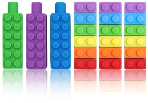 ANSUG 6 Stück kauschutz Stifte, Pencil Topper Chew, Bleistift Kauen,Stift Kauaufsätze
